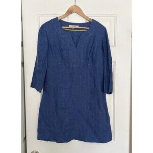 Boden blue linen tunic shift dress with 3/4 sleeves Size 10P